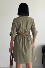 Büzgü Detaylı Kısa Kot Elbise 3040-74-(S-XL)