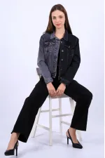 Classic Short Denim Jacket with Collar 640-0333-(S-XL-6) Anthracite & Snow Anthracite Classic Short Denim Jacket with Collar 640-0333-(S-XL-6) Anthracite & Snow Anthracite