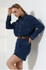 Robe mini en jean boutonnée 3027-01-(SL-3)