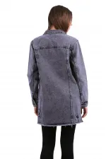 Fringe Finish Boyfriend Denim Jacket 679-03-(S-XL-6) Anthracite Denim Fringe Finish Boyfriend Denim Jacket 679-03-(S-XL-6) Anthracite Denim