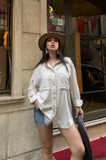 Oversize Düğmeli Gömlek 6207-80-(S+L+3) Oversize Düğmeli Gömlek 6207-80-(S+L+3)