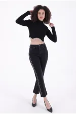 Yanları Droplı Mom Fit Kot Pantolon  7039-23-(28-33)