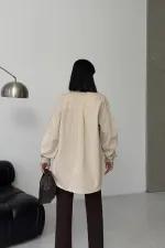 Düğmeli Oversize Kot Gömlek  6080-65-(S-L-3)