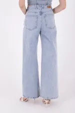 Geniş Saçaklı Paça Peçli  Kot Pantolon 7041-42-(27-32)