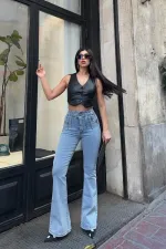 Pensli İspanyol Kot Pantolon 7021-08-(26-31)