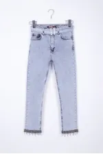 Paçaları Kemerli Pantolon 746-08-(27-32) Paçaları Kemerli Pantolon 746-08-(27-32)