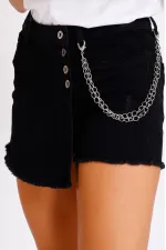 Short Denim Skirt with Four Buttons and Side Chain 297-23-(S-XL-6) Regular Anthracite Short Denim Skirt with Four Buttons and Side Chain 297-23-(S-XL-6) Regular Anthracite