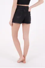 Ripped Denim Short with Fringe Ending 225-03-(S-XL-6) Anthracite Denim Ripped Denim Short with Fringe Ending 225-03-(S-XL-6) Anthracite Denim