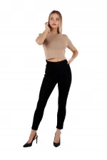 Skinny Jean with Bottom Side Zipper 1745-07-(28-33) Black