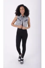 Asimetrik Cep Detaylı Kot Yelek  6048-42-(S-XL-6-2)