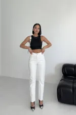 Mom Fit Jean With Rhinestone Detail 7092-50-(28-33) White