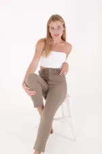 Fringe Ending High Waisted Mom Fit Jean  764-74-(26-33) Green