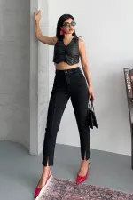 Patchwork Front Slit Trousers 1743-03-(26-28)