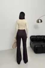 Stitched Hems Wide Leg Relaxed Jean  7026-82-(28-33) Maroon