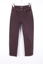 Fringe Ending High Waisted Mom Fit Jean  764-78-(26-33) Brown