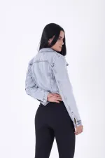 Fermuarlı Püskül Detaylı Kot Ceket 6017-16-(S-XL-6) Fermuarlı Püskül Detaylı Kot Ceket 6017-16-(S-XL-6)