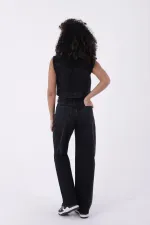 Asimetrik Cep Detaylı Kot Yelek  6048-23-(S-XL-6-2)