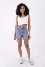 Ripped Denim Short 266-18-(S-XL-6) Middle Blue Snow Ripped Denim Short 266-18-(S-XL-6) Middle Blue Snow