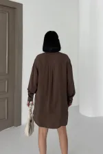 Uzun Tunik Keten Gömlek  HS611-78-(S-XL)