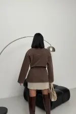 Denim Jacket with Waist Detail 6145-60-(S-L-3) Ancient Brown