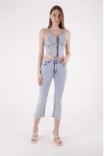 Likralı Culotte Pantolon  1765-08-(26-31)