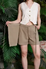Linen Shorts Skirt HS200-74-(S-XL) Green Linen Shorts Skirt HS200-74-(S-XL) Green