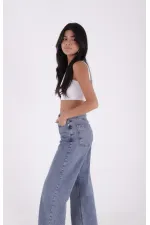 İğne Kırığı Desenli Relax Kot Pantolon 7049-62-(26-31) İğne Kırığı Desenli Relax Kot Pantolon 7049-62-(26-31)