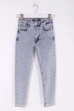 Paçası Taşlı Skinny Kot Pantolon 7037-08-(26-31) Paçası Taşlı Skinny Kot Pantolon 7037-08-(26-31)