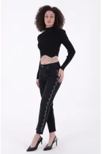 Yanları Droplı Mom Fit Kot Pantolon  7039-23-(28-33)