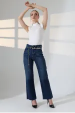 Wide Leg Palazzo Relaxed Jean 1710-01-(27-32) Dark Blue Denim