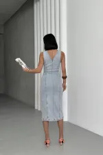 Adjustable Strap Denim Dress 3021-08-(S-XL)