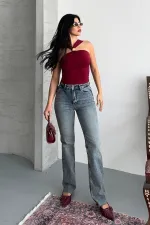 Kesik Paça Straight Fit Kot Pantolon  7114-62-(28-33)