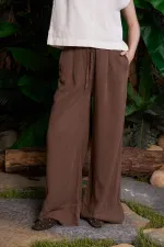 Paça Detaylı Lastikli Keten Pantolon HS700-78-(S-XL) Paça Detaylı Lastikli Keten Pantolon HS700-78-(S-XL)