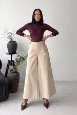 Elasticated Waist Wide Leg Jean  7120-65-(36-42-6) Stone