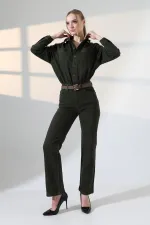 Beli Büzgülü Klasik Kot Tulum  3037-97-(S-L-3)