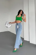 Ön Cep Detaylı Kot Pantolon 7079-08-(27-32)