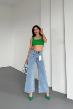 Ön Cep Detaylı Kot Pantolon 7079-08-(27-32)