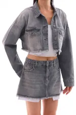 Denim Jacket with Lining Detail 6016-29-(XS-L-6) Denim Jacket with Lining Detail 6016-29-(XS-L-6)