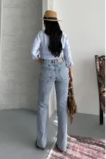 Straight Leg High Waist Jean 7114-14-(26-31) Light Blue and Tinted