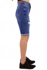 Denim Short with Double Folded Bottom Ending 296-42-(S-XL-6) Ice Blue - Tinted Denim Short with Double Folded Bottom Ending 296-42-(S-XL-6) Ice Blue - Tinted