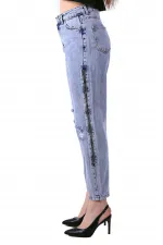 Yanı Fermuarlı Mom Kot Pantolon 717-08-(27-32) Yanı Fermuarlı Mom Kot Pantolon 717-08-(27-32)