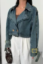 Kısa Oversize Trençkot 6078-62-(S+L+4) Kısa Oversize Trençkot 6078-62-(S+L+4)