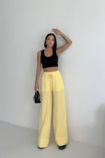 Paça Detaylı Lastikli Keten Pantolon  HS700-93-(S-XL)