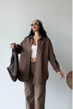 Düğmeli Oversize Kot Gömlek 6080-72-(S+L+3)