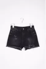 Ripped Denim Short with Fringe Ending 225-03-(S-XL-6) Anthracite Denim Ripped Denim Short with Fringe Ending 225-03-(S-XL-6) Anthracite Denim