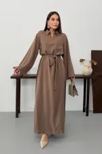 Belted Long Denim Dress 3035-72-(S-XL) Soil Belted Long Denim Dress 3035-72-(S-XL) Soil