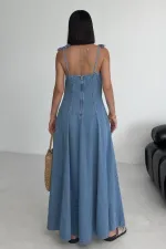 Bağcık Detaylı Volanlı Elbise 3052-25-(S-XL) Bağcık Detaylı Volanlı Elbise 3052-25-(S-XL)