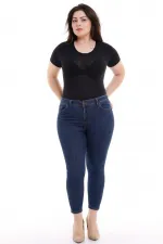 High Waisted Ankle Length Skinny Jean  815-17-(30-36) Slubbed Navy Blue