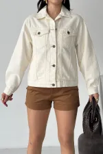 Denim Jacket with Buttons  6081-80-(S-L-3) Natural
