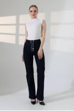 Düğme Detaylı Boru Paça Kot Pantolon 7170-17-(27-32)